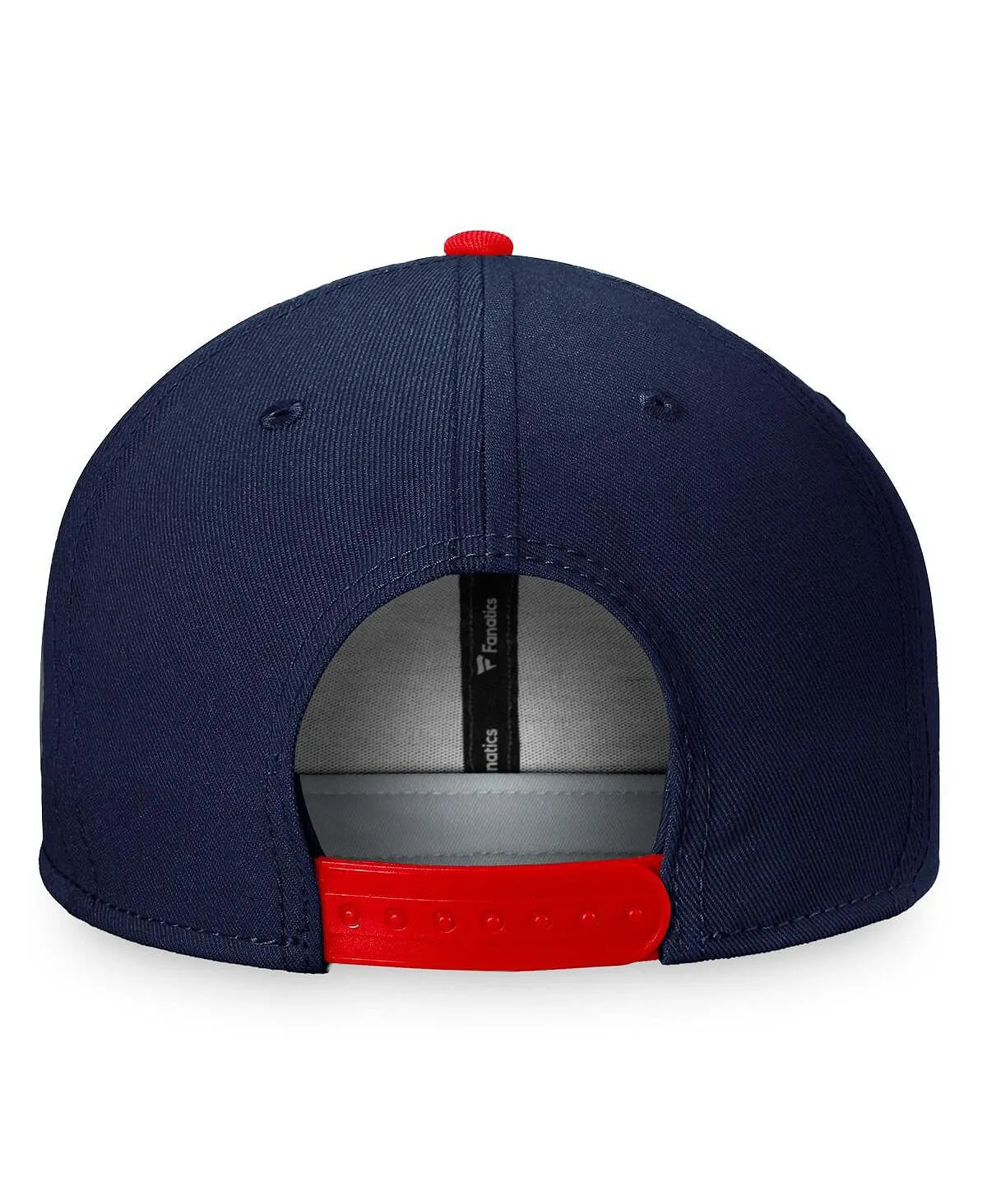 Men's branded dark blue Red Jackets Columbus Blue Iconic Color Block Snapback Hat Fanatics