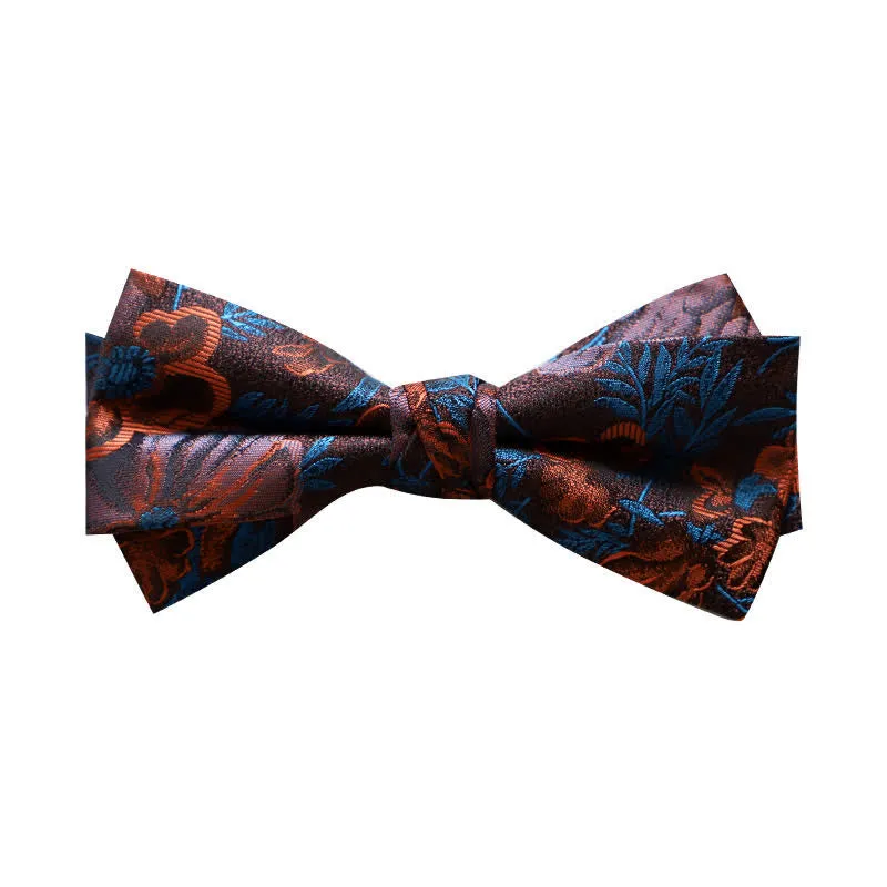 Men's British Striped Floral Bow Tie