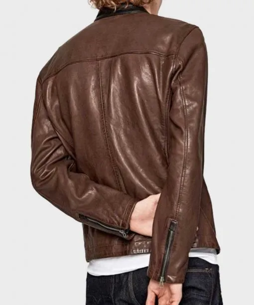 Men's Brown Cafe Racer Leather Jacket