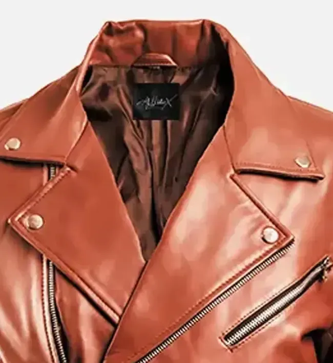 Men's Brown Leather Biker Jacket