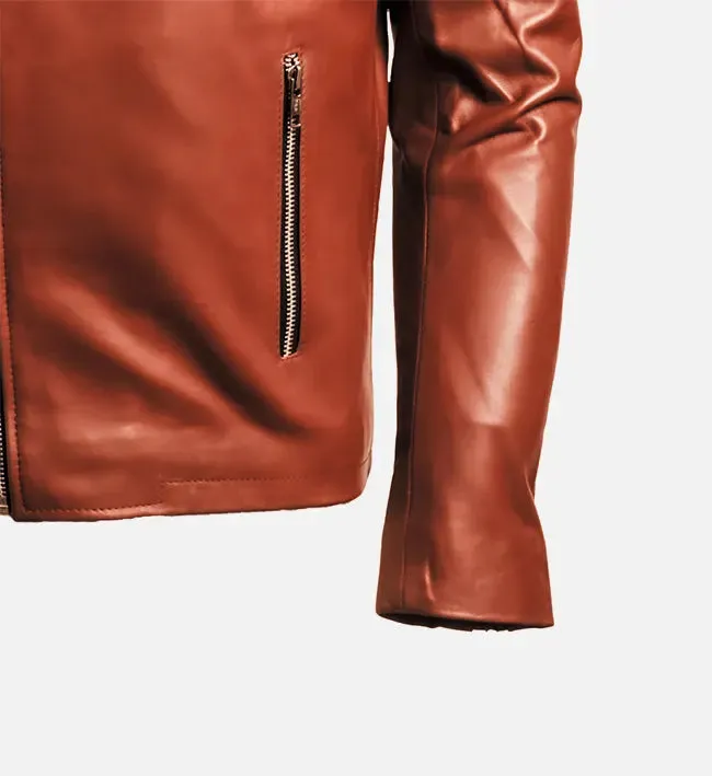 Men's Brown Leather Biker Jacket