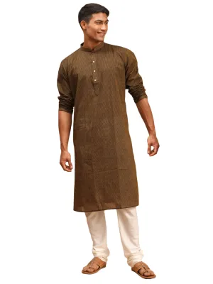 Men's Brown Pure Cotton Kurta Pyjama Set - Vastramay