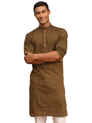 Men's Brown Pure Cotton Kurta - Vastramay