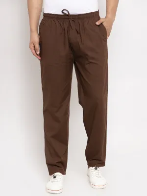 Men's Brown Solid Cotton Track Pants ( JOG 011Coffee ) - Jainish