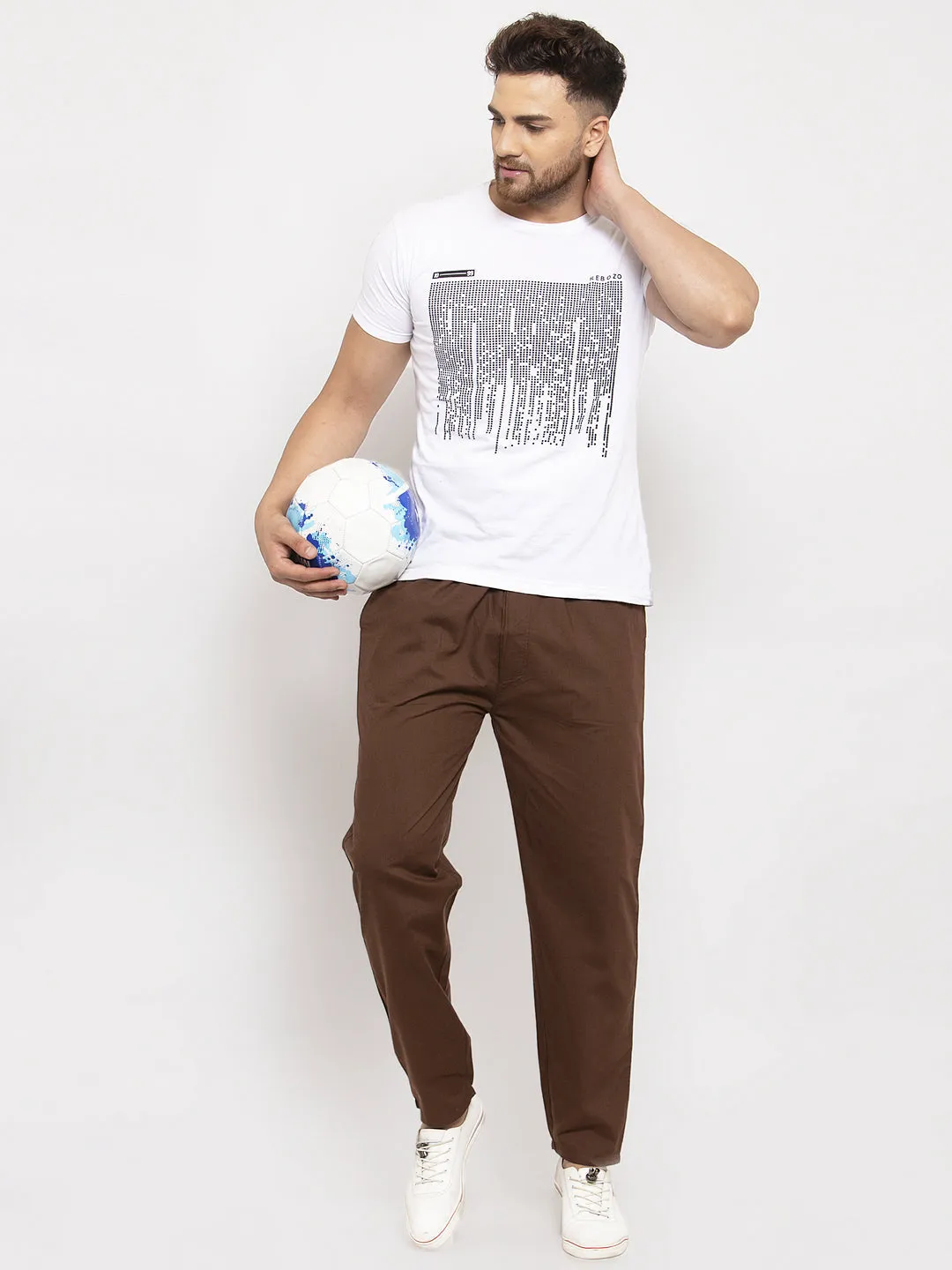 Men's Brown Solid Cotton Track Pants ( JOG 011Coffee ) - Jainish