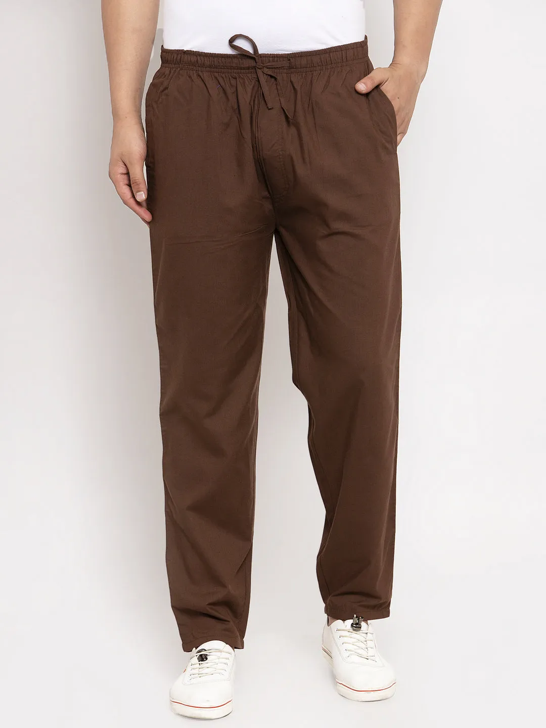 Men's Brown Solid Cotton Track Pants ( JOG 011Coffee ) - Jainish