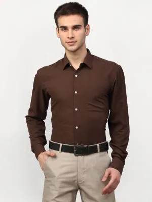 Men's Brown Solid Formal Shirts ( SF 777Coffee ) - Jainish