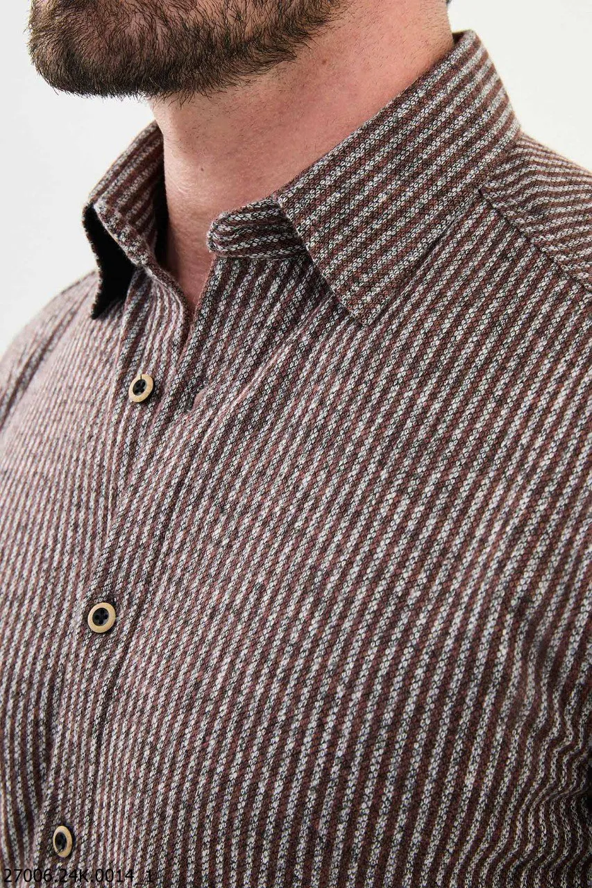 Men's Brown Striped Shirt.