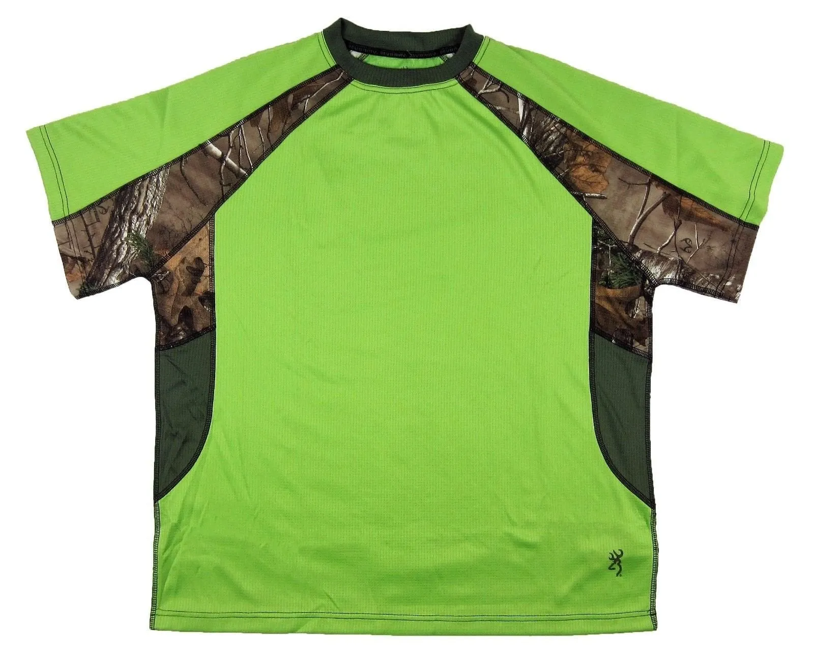 Men's Browning Chalking Tee Performance T-Shirt Green Flash Realtree Camo Size M