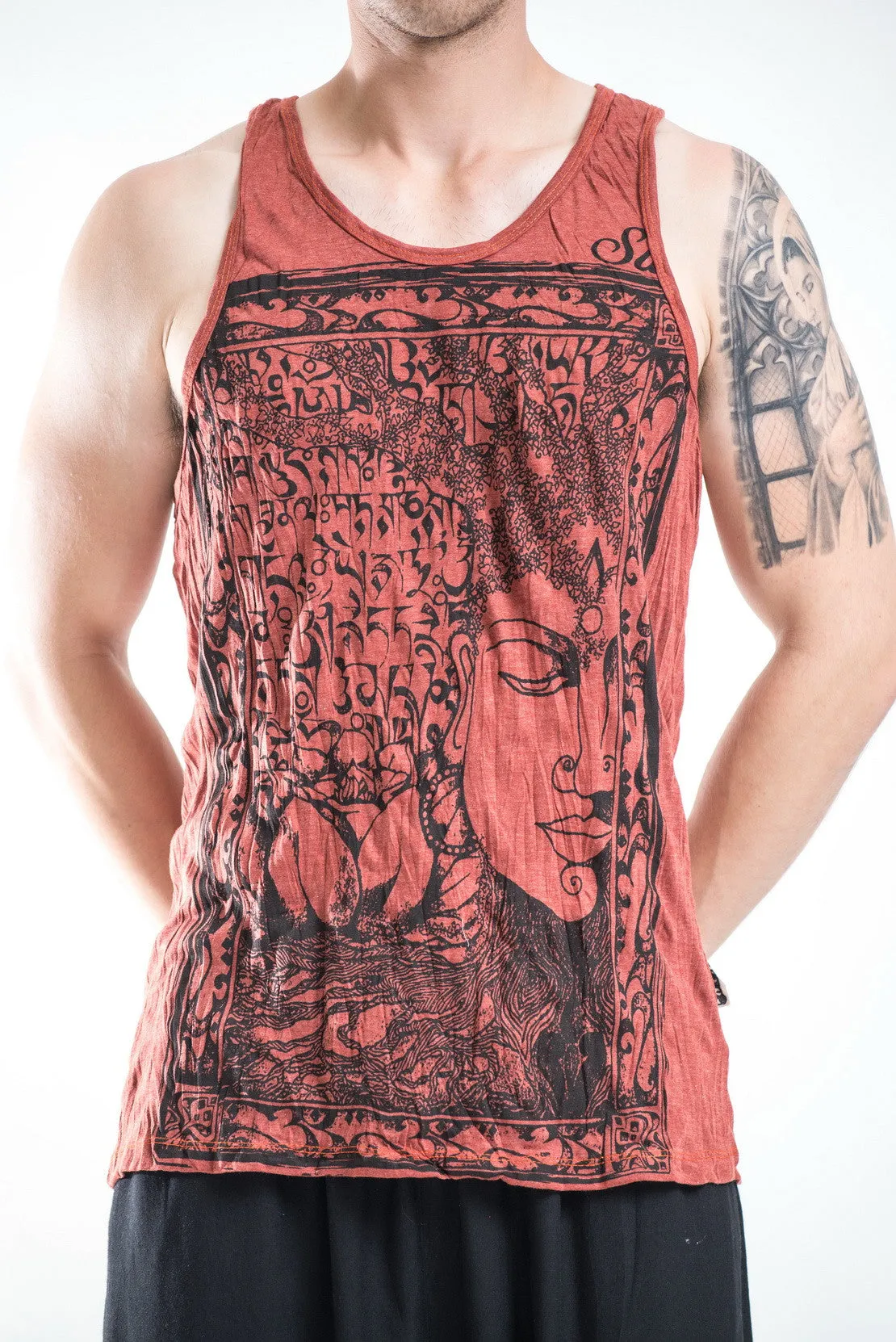 Mens Buddha Sanskrit Tank Top in Brick