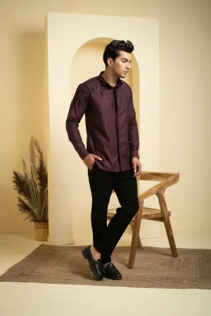 Men's Burgundy Color Daze Full Sleeves Shirt - Hilo Design