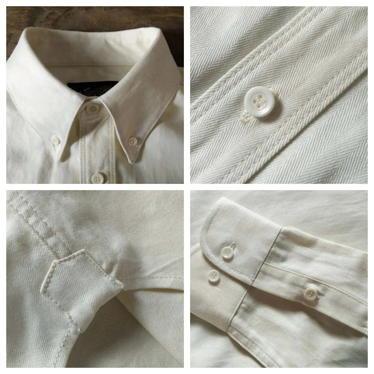 Men's Button Down Collar Herringbone Shirt