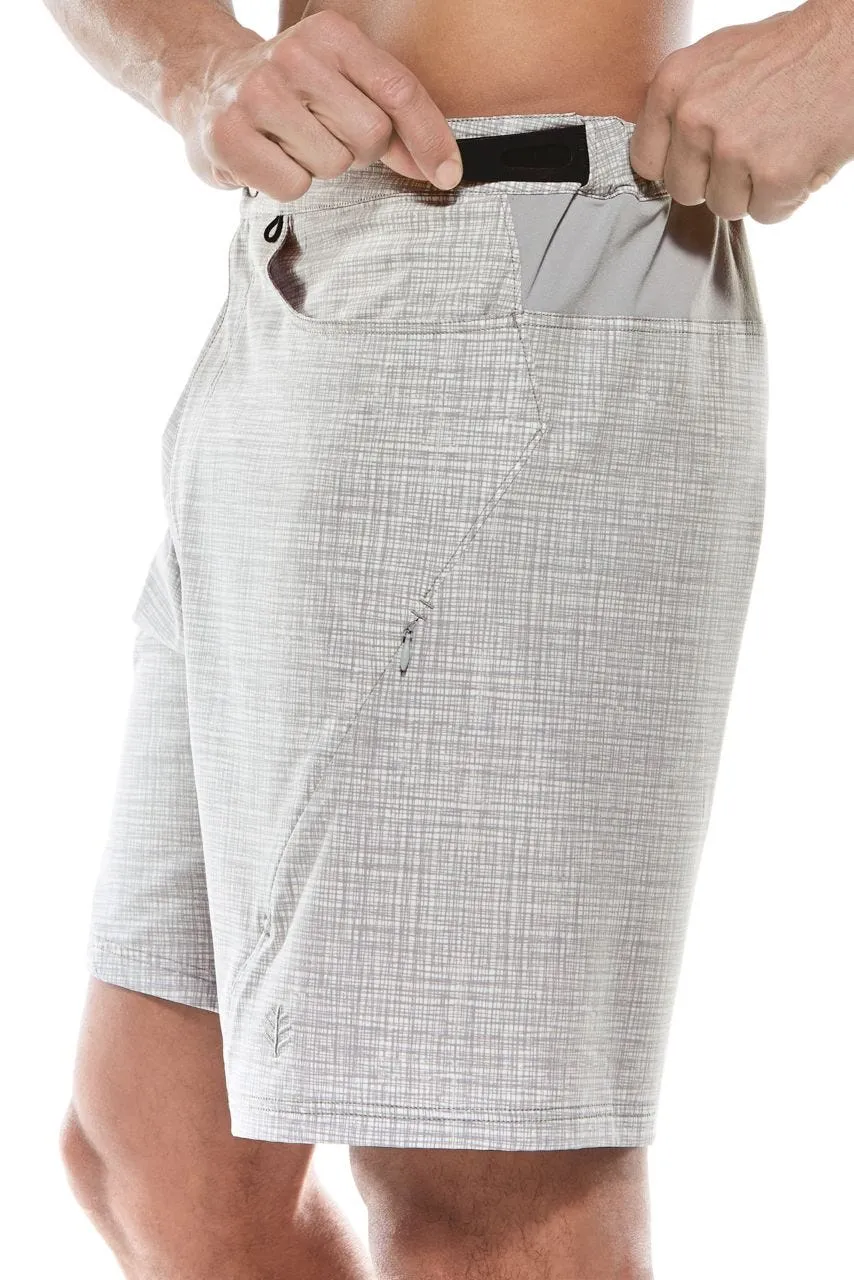 Men's Calasa Tech Swim Trunks  |  Light Grey/White Crosshatch