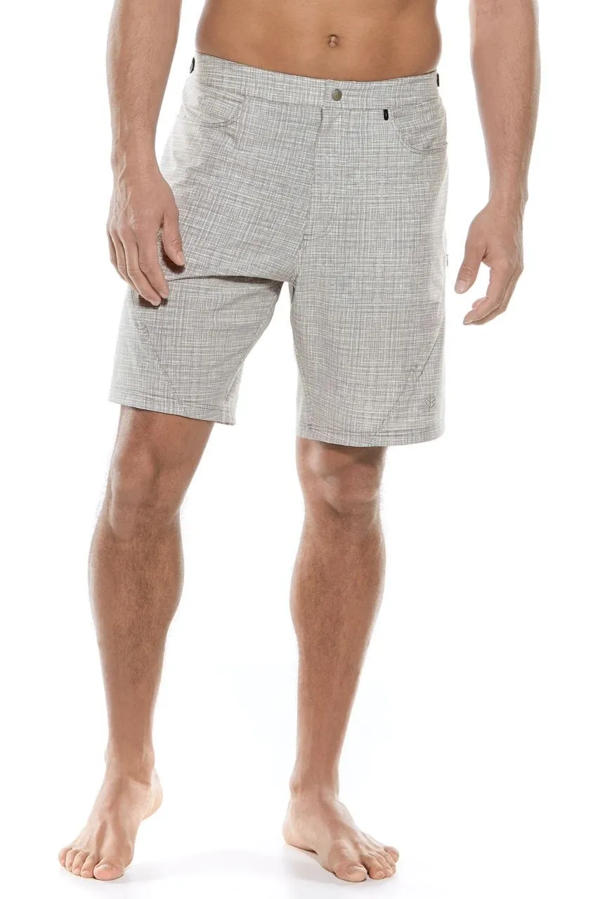 Men's Calasa Tech Swim Trunks  |  Light Grey/White Crosshatch