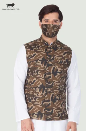 Men's Camouflage Print Cotton Ethnic Jacket