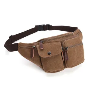 Men's Canvas Bum Bag with Multiple Pockets