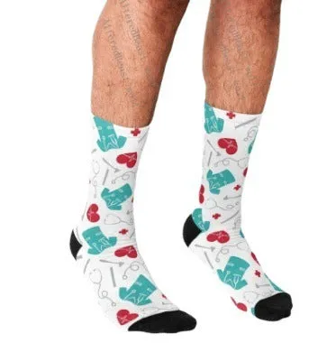 Men's Cartoon Unique Europe And America Cross Border Athletic Socks Digital Printing Lovers' Socks