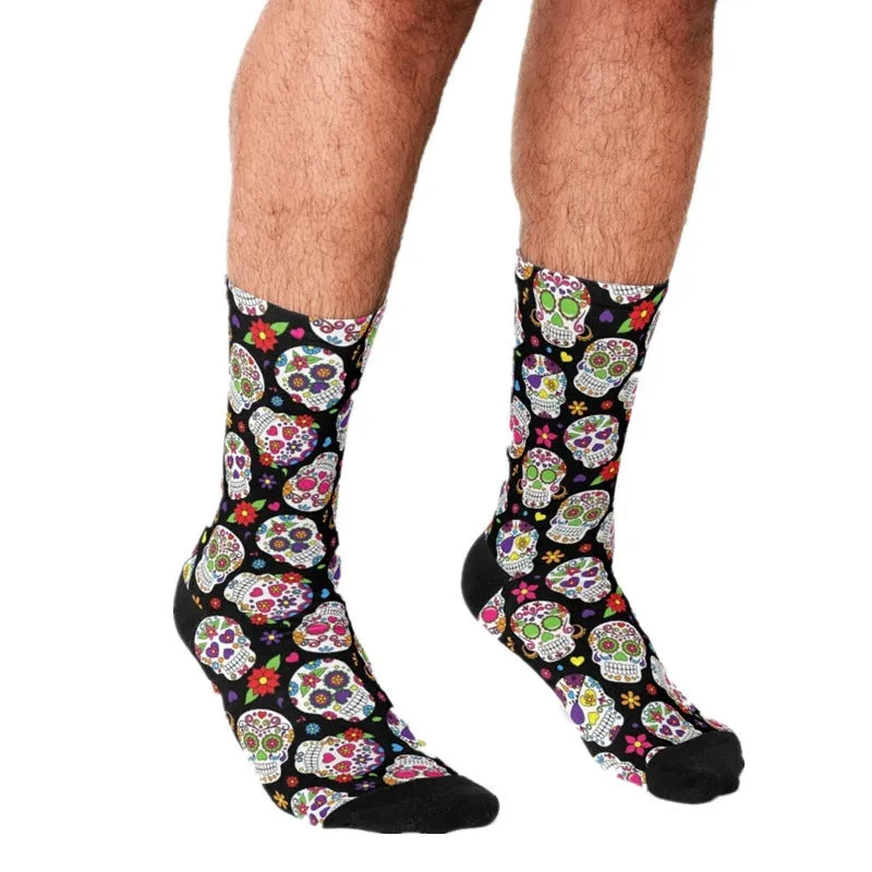 Men's Cartoon Unique Europe And America Cross Border Athletic Socks Digital Printing Lovers' Socks