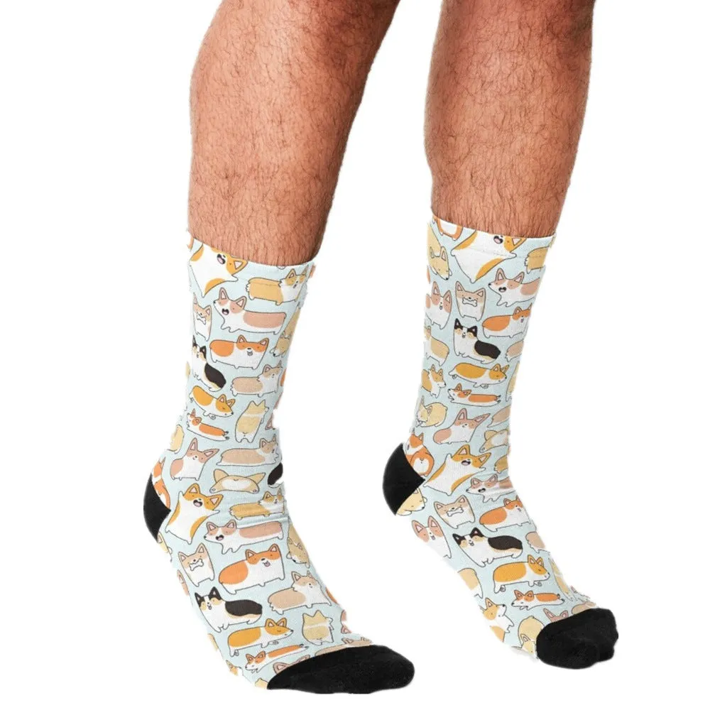 Men's Cartoon Unique Europe And America Cross Border Athletic Socks Digital Printing Lovers' Socks