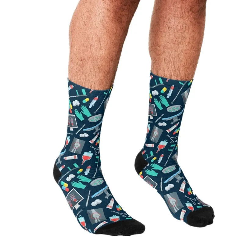 Men's Cartoon Unique Europe And America Cross Border Athletic Socks Digital Printing Lovers' Socks