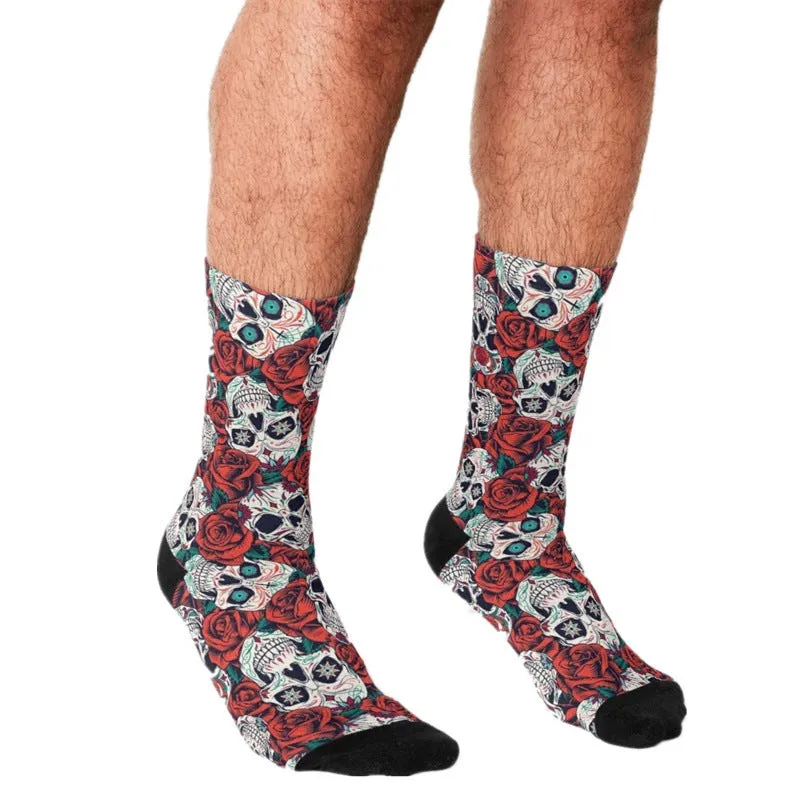 Men's Cartoon Unique Europe And America Cross Border Athletic Socks Digital Printing Lovers' Socks