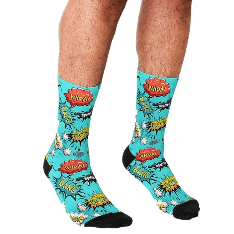 Men's Cartoon Unique Europe And America Cross Border Athletic Socks Digital Printing Lovers' Socks