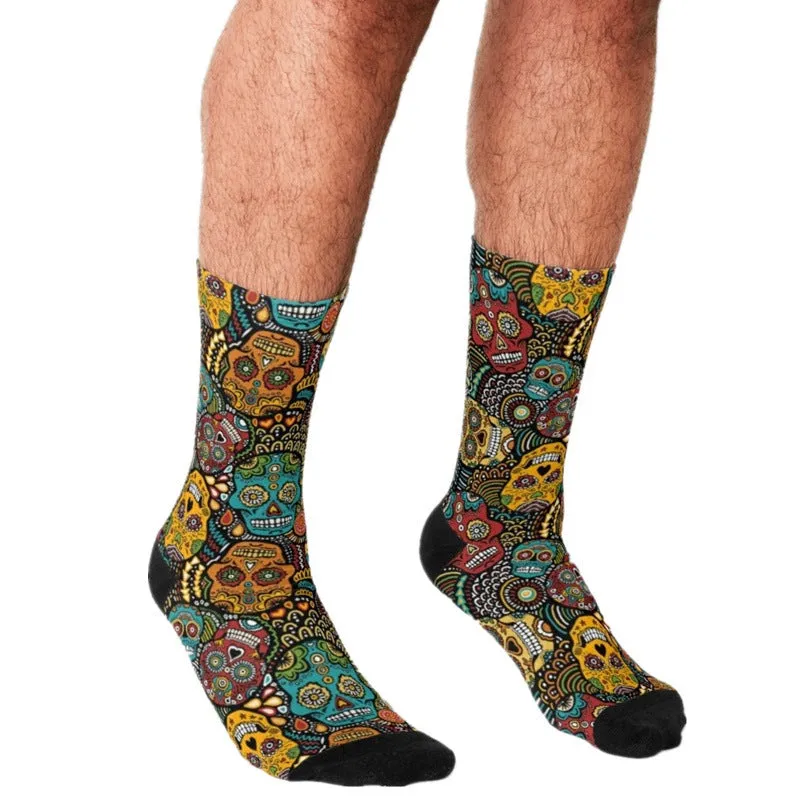 Men's Cartoon Unique Europe And America Cross Border Athletic Socks Digital Printing Lovers' Socks