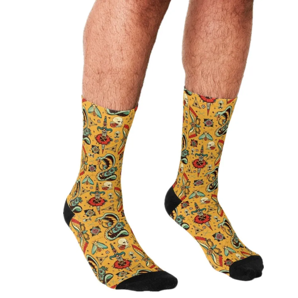 Men's Cartoon Unique Europe And America Cross Border Athletic Socks Digital Printing Lovers' Socks