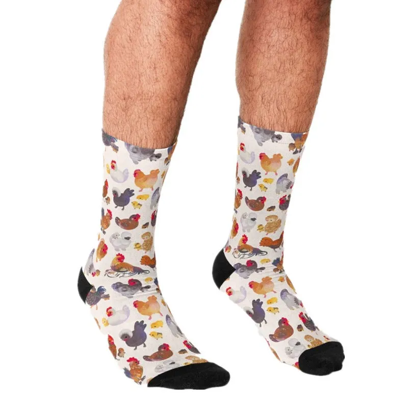 Men's Cartoon Unique Europe And America Cross Border Athletic Socks Digital Printing Lovers' Socks