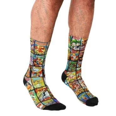 Men's Cartoon Unique Europe And America Cross Border Athletic Socks Digital Printing Lovers' Socks