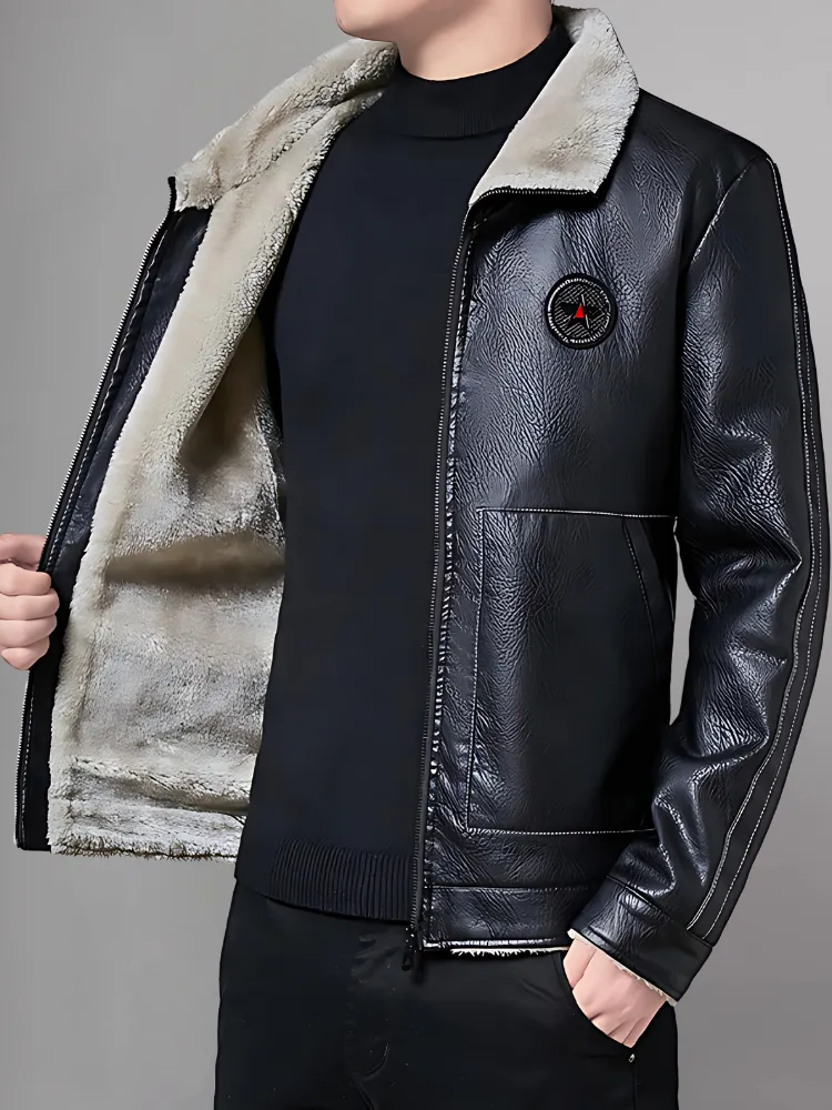 Mens Causal Leather Jacket