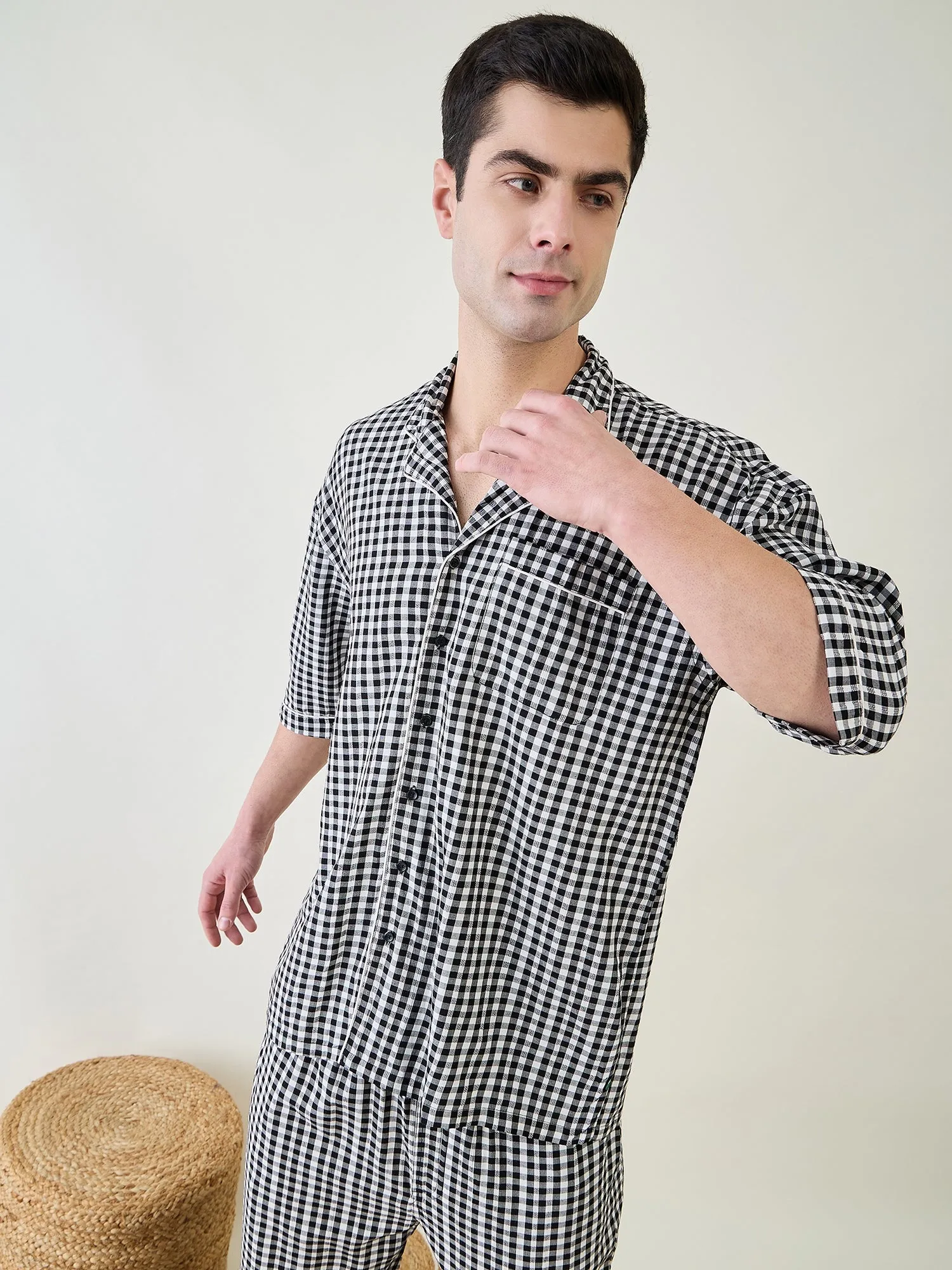 Mens Checks Cotton Pyjama Set