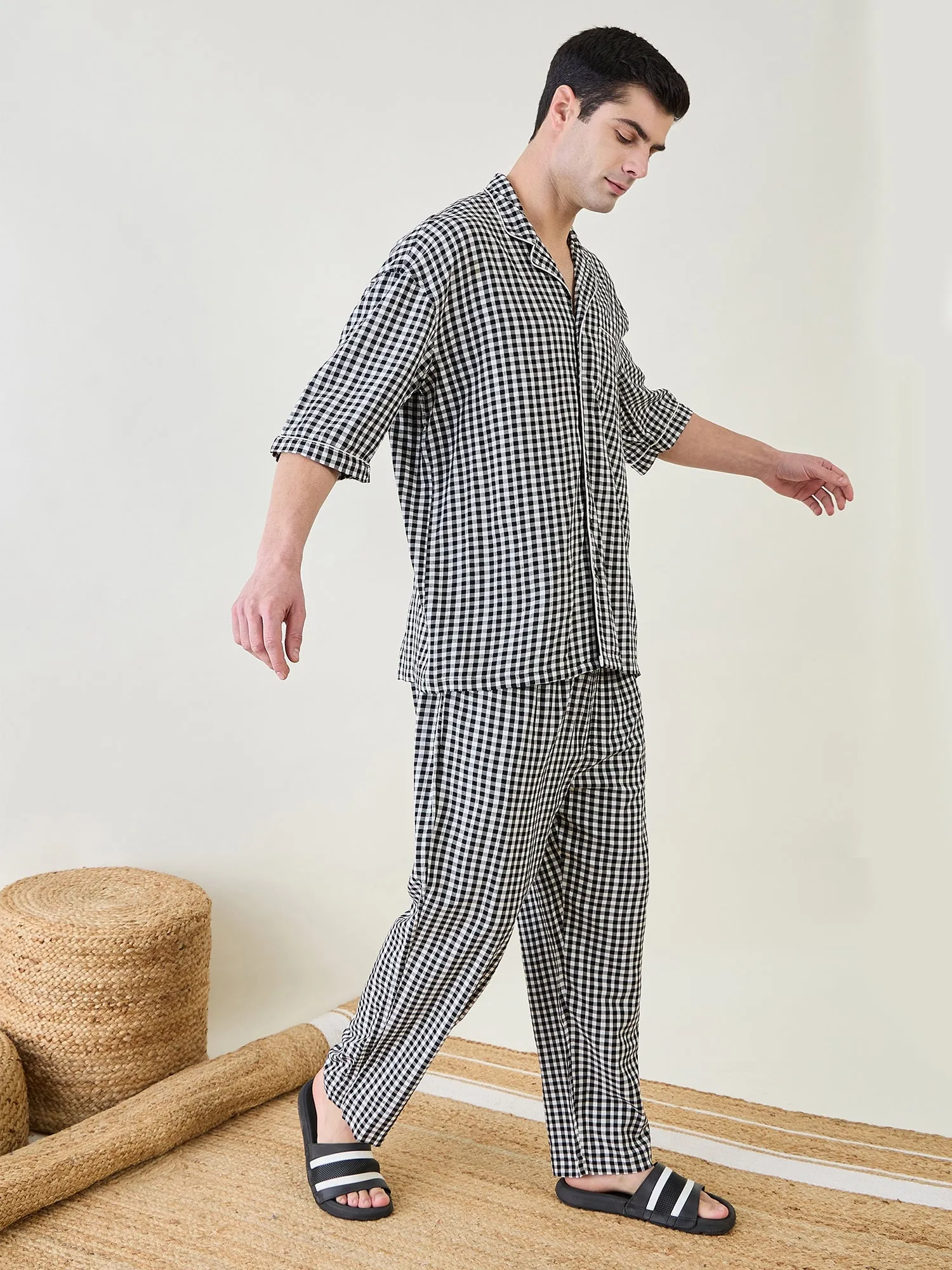 Mens Checks Cotton Pyjama Set