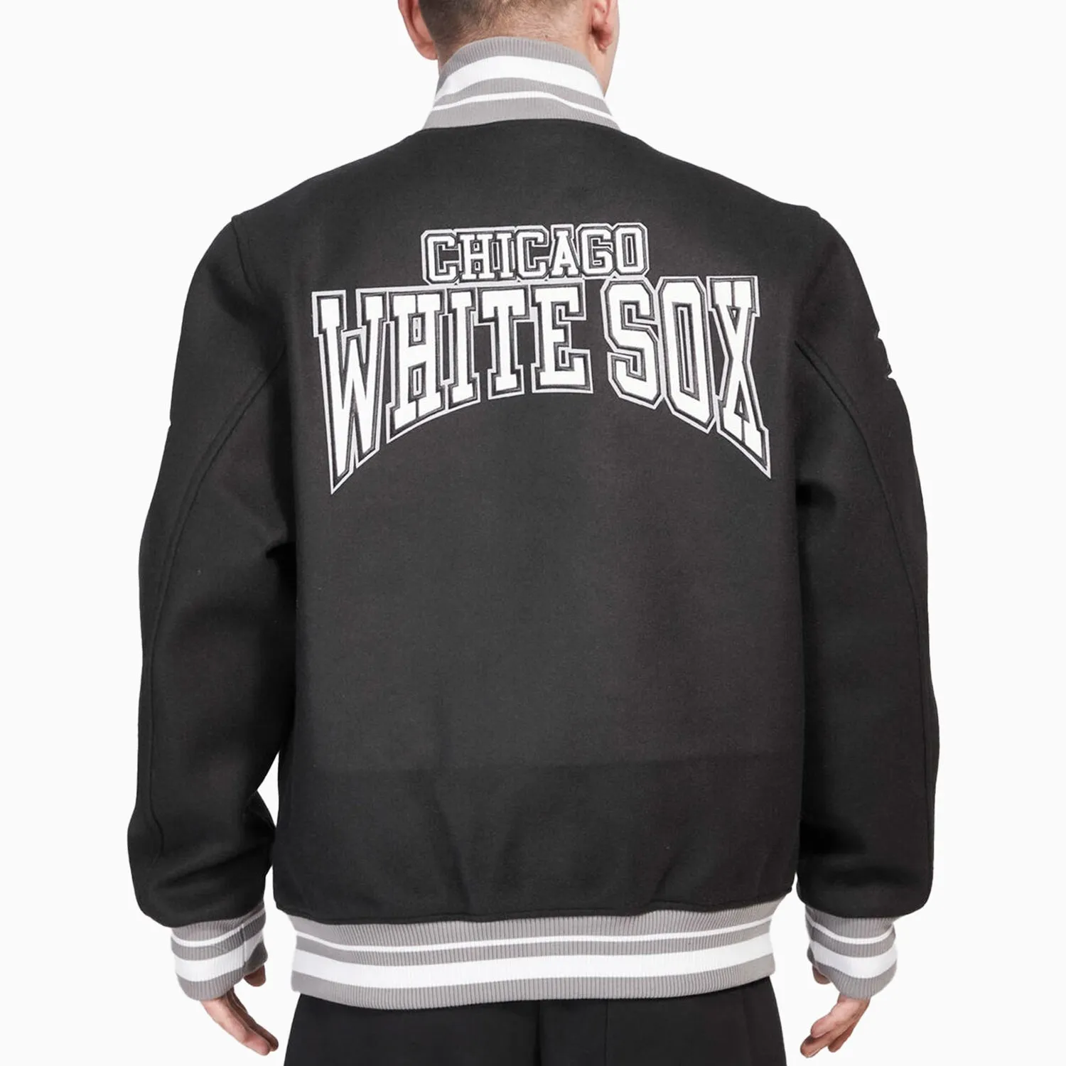 Men's Chicago White Sox MLB Crest Emblem Rib Wool Varsity Jacket