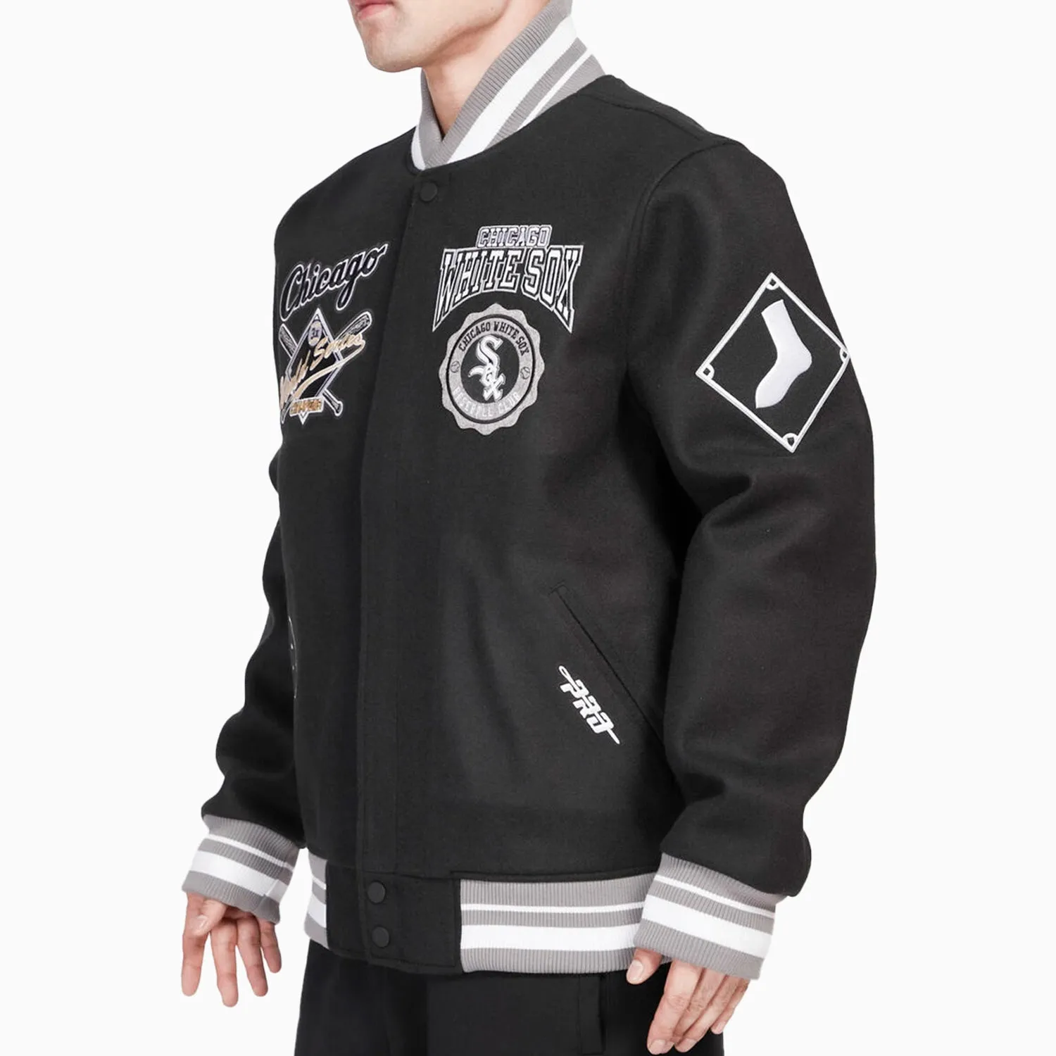 Men's Chicago White Sox MLB Crest Emblem Rib Wool Varsity Jacket