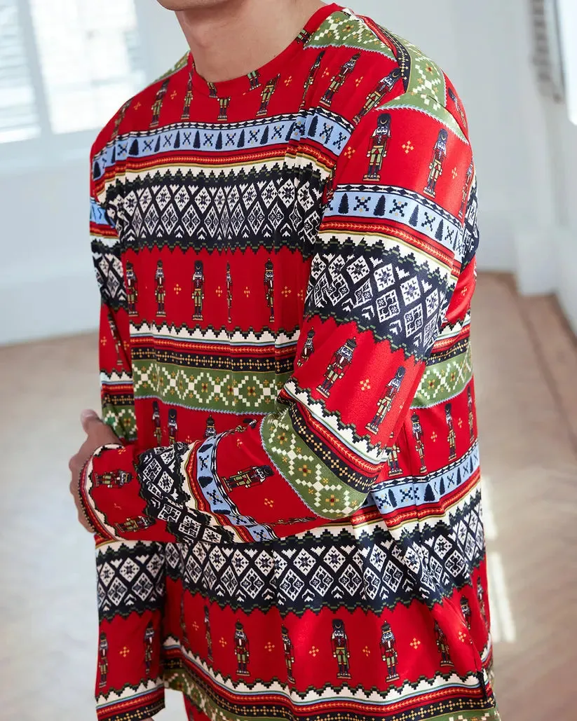 Men's Christmas Nutcracker Fair Isle Print Long Pyjama Set