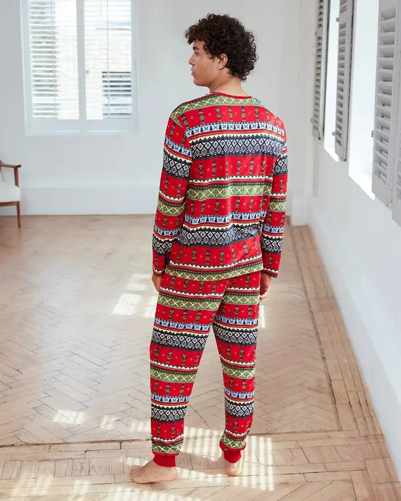 Men's Christmas Nutcracker Fair Isle Print Long Pyjama Set