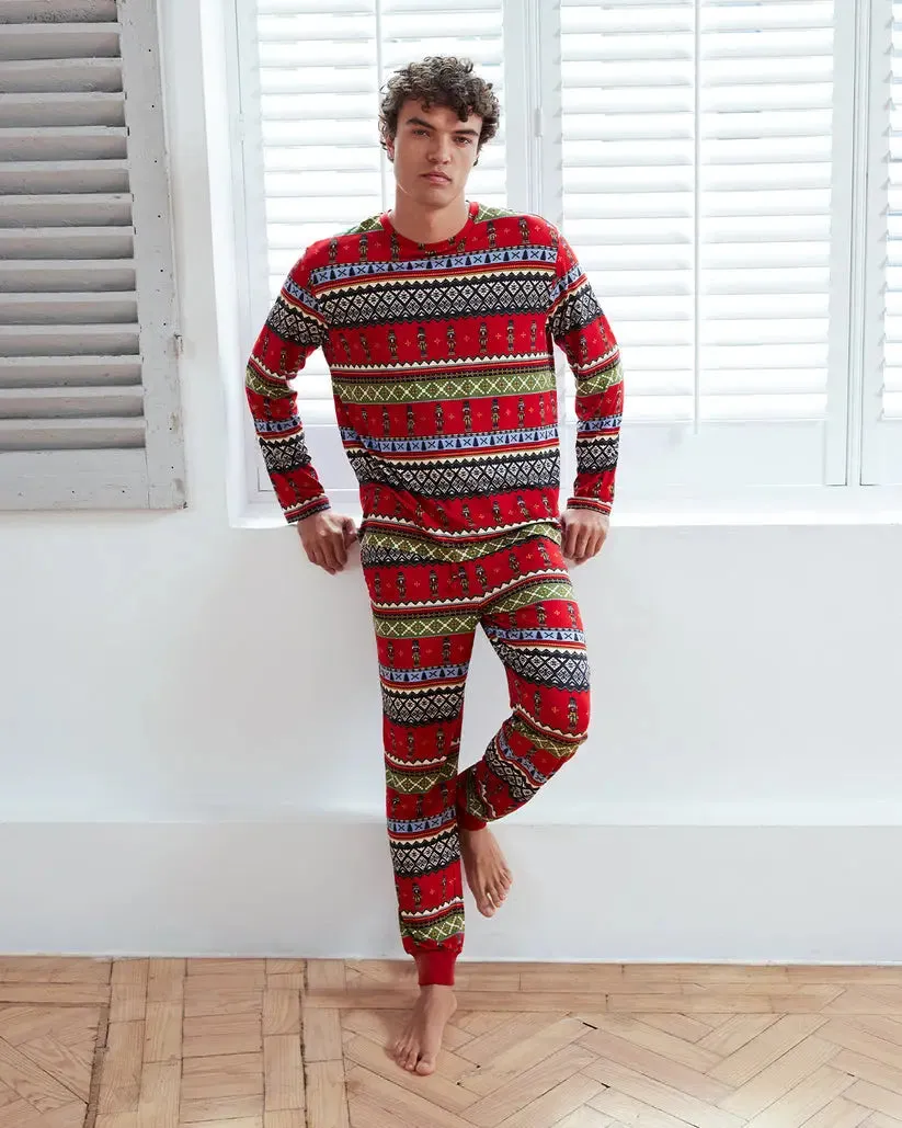 Men's Christmas Nutcracker Fair Isle Print Long Pyjama Set