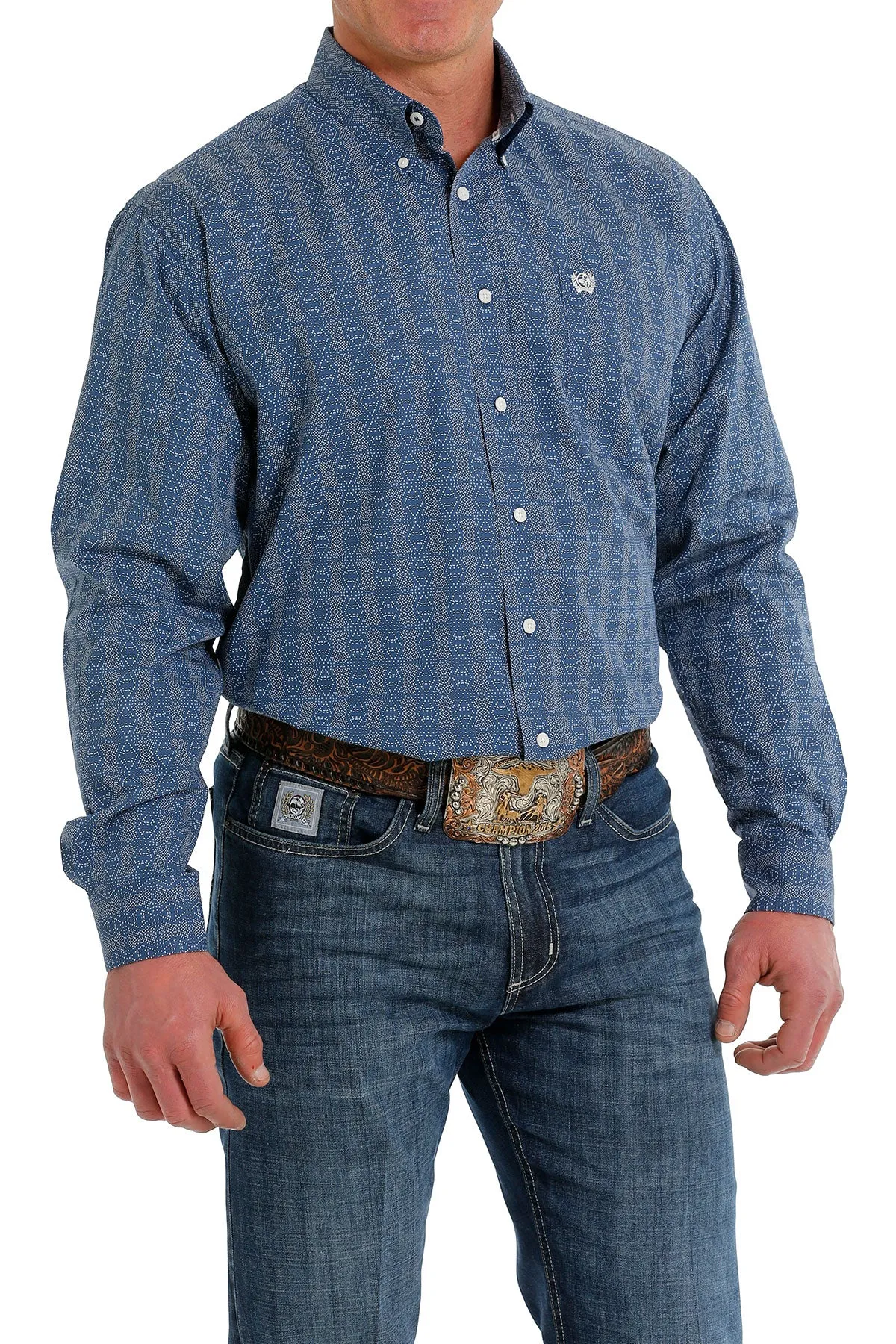 Men's Cinch Blue Button Down Shirt #MTW1105507BLU