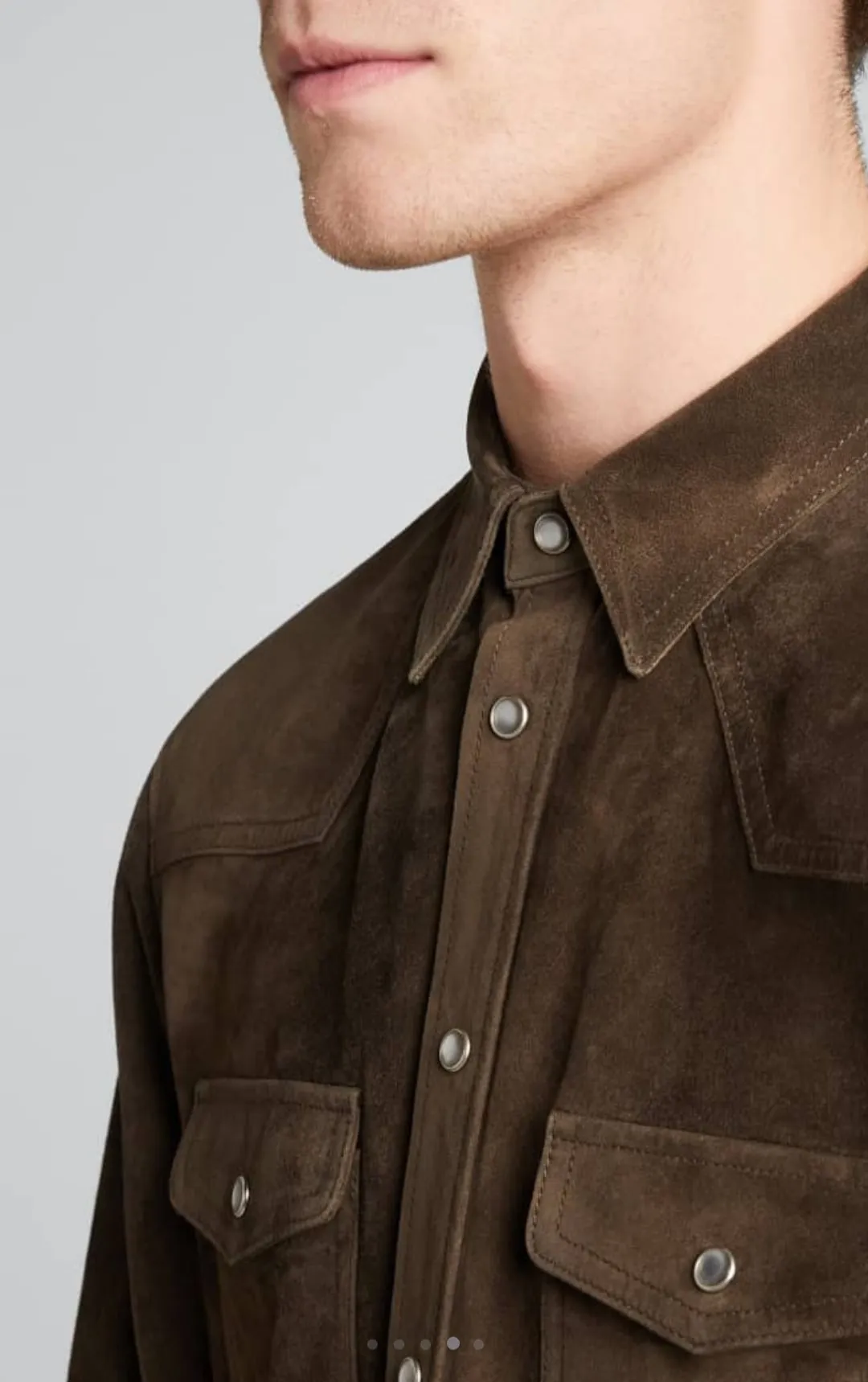 Men’s Classic Chocolate Brown Suede Leather Shirt