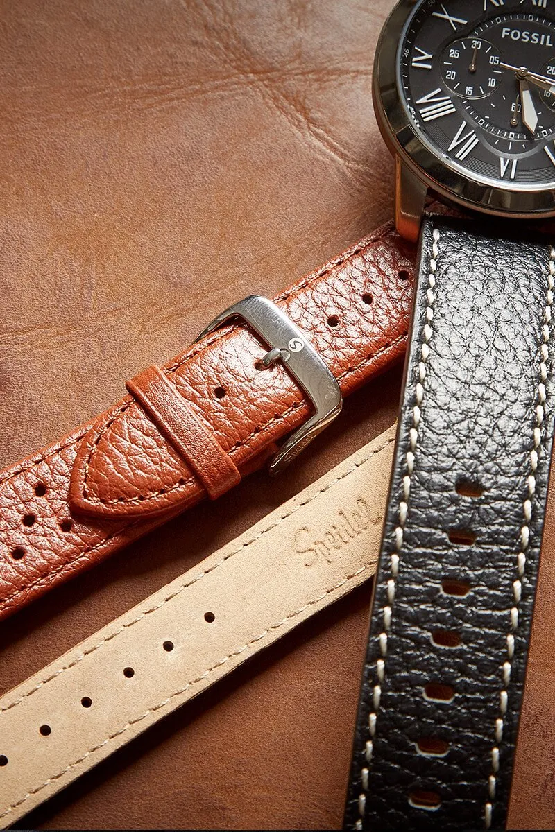 Men's Classic Crocodile Grain Leather Band in Black, Brown and Burgundy