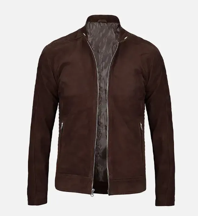 Men's Classic Dark Brown Suede Jacket