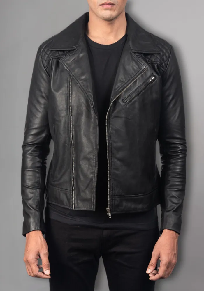 Men’s Classic Diamond Biker Vintage Genuine Leather Jacket