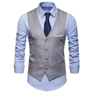 Men's Classic Formal Business Solid Color Suit Vest Single Breasted Waistcoat