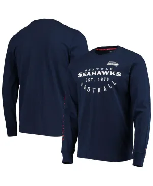 Men's College Navy Seattle Seahawks Peter Tommy Hilfiger Long Sleeve T-Shirt, Blue