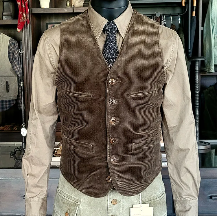 Men's Corduroy V-neck Vest