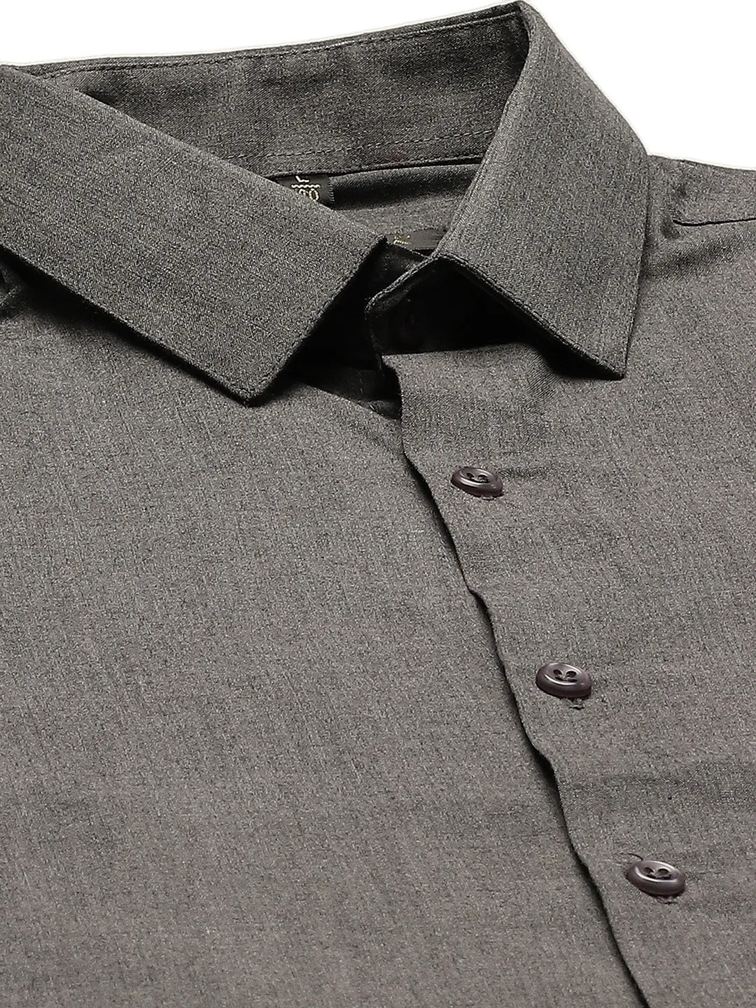 Men's Cotton Charcoal Grey Classic Formal Shirt - Sojanya