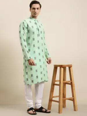 Men's Cotton Green & Black Churidar Pyjama Set - Sojanya