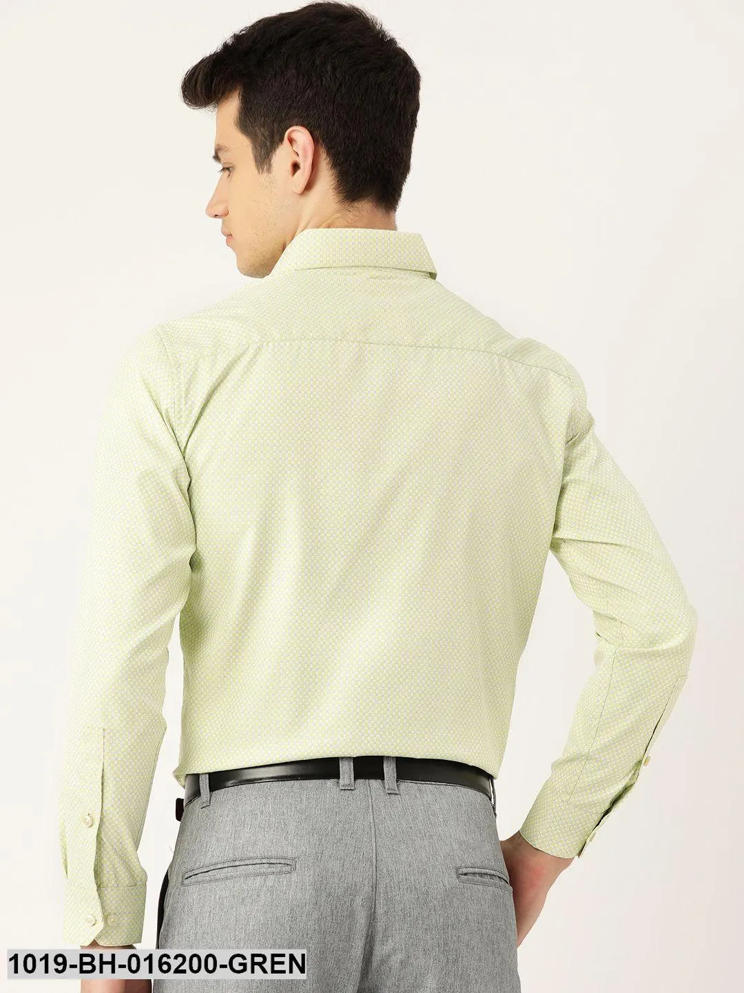 Men's Cotton Green & Off White Checked Formal Shirt - Sojanya