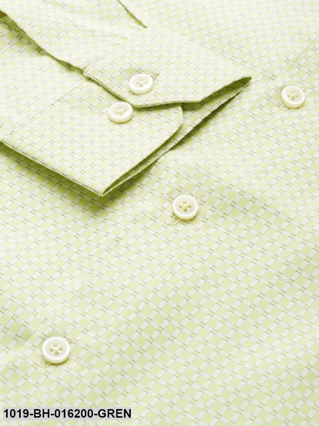 Men's Cotton Green & Off White Checked Formal Shirt - Sojanya